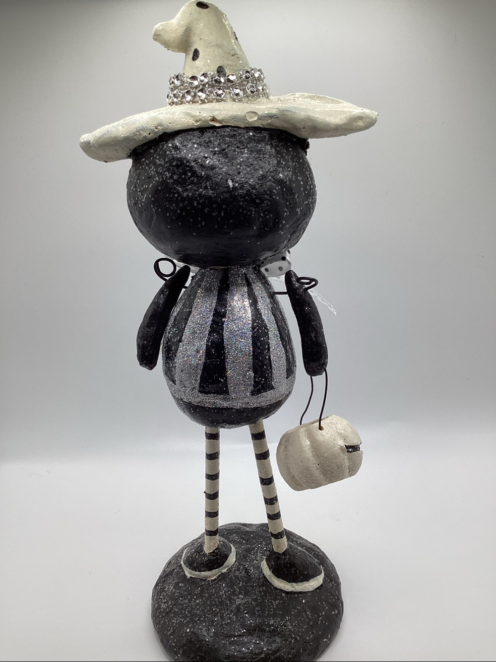 Halloween Bling Black Cat Holding Bucket Whimsical Decor - Picture 6 of 9